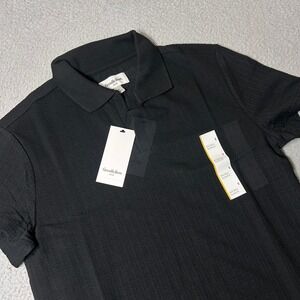 New Goodfellow & Co Polo Shirt Mens‎ S Short Sleeve Standard Fit Black Texture